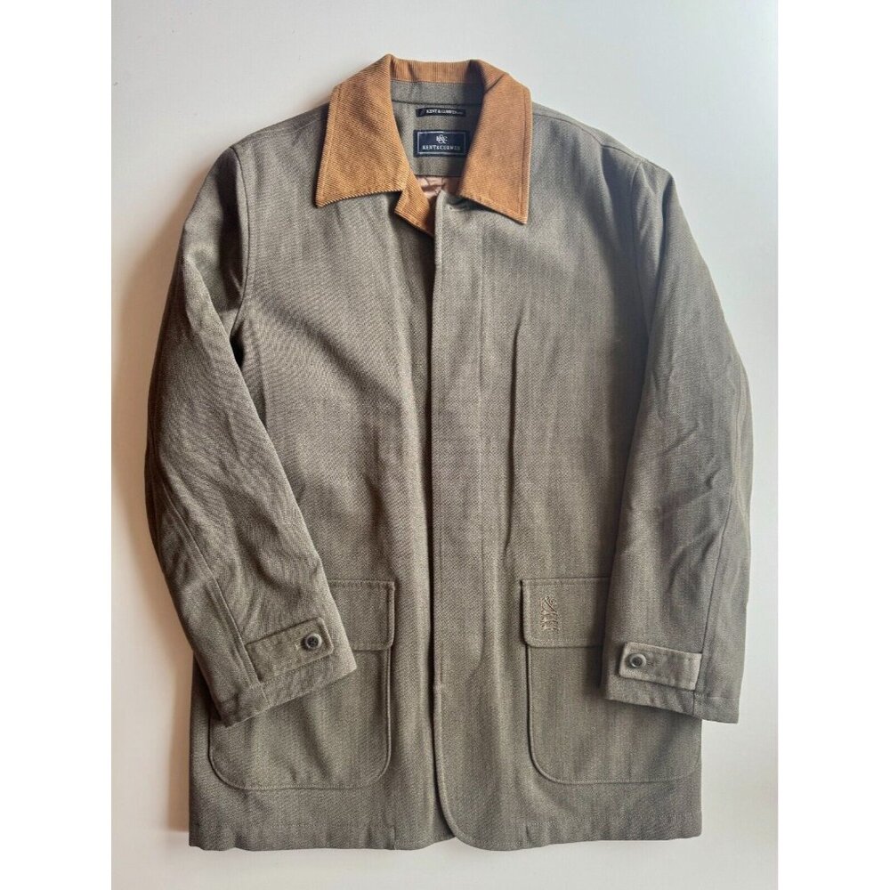 Men's KENT & CURWEN Loro Pia Green Wool Quilted Barn Coat Jacket, Size M - Picture 3 of 16